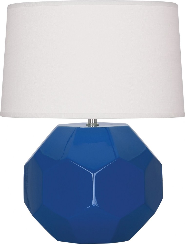 Robert Abbey Lighting-MR02-Franklin-1 Light Accent Lamp-9 Inches Wide by 16.38 Inches High Marine Blue  Amethyst Glazed Finish with Oyster Linen Shade