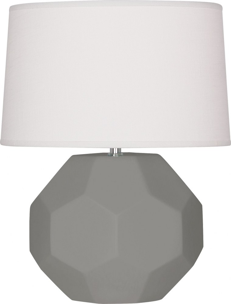 Robert Abbey Lighting-MST01-Franklin-1 Light Table Lamp-12.5 Inches Wide by 23.5 Inches High Matte Smoky Taupe  Amethyst Glazed Finish with Oyster Linen Shade