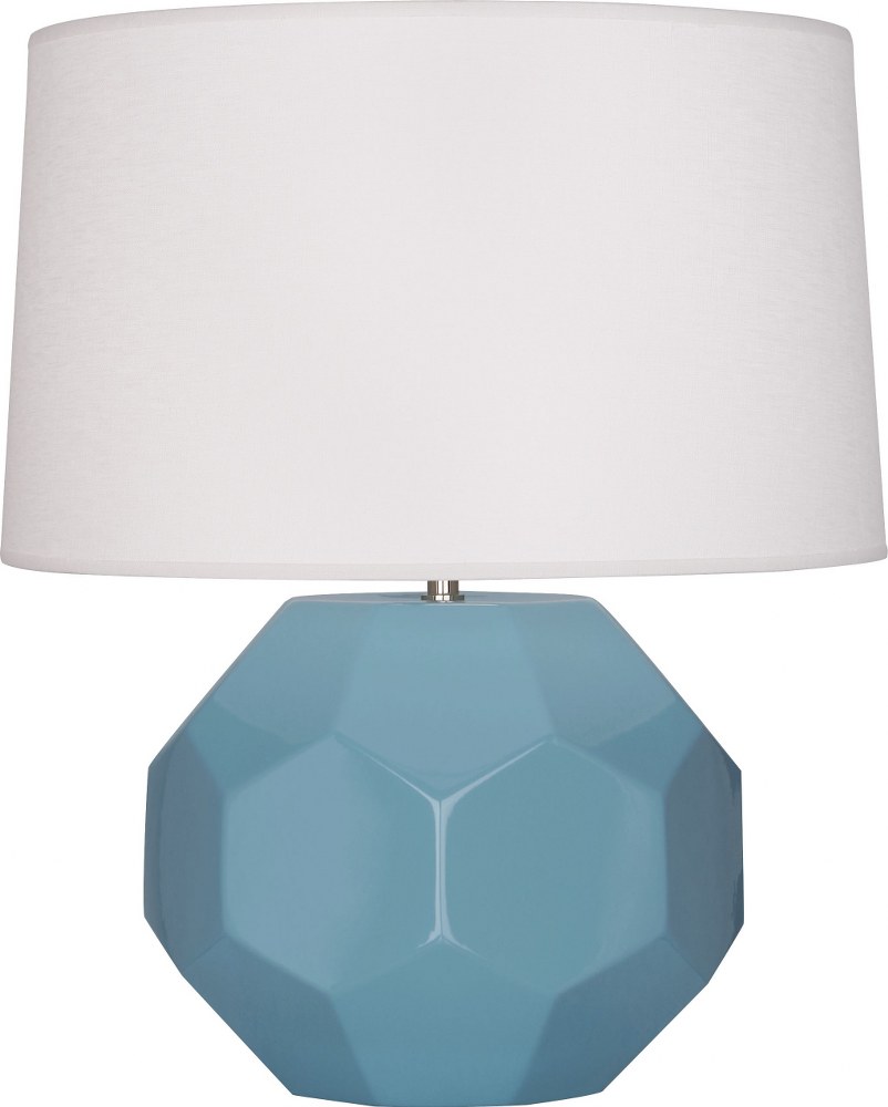 Robert Abbey Lighting-OB01-Franklin-1 Light Table Lamp-12.5 Inches Wide by 23.5 Inches High Steel Blue  Amethyst Glazed Finish with Oyster Linen Shade