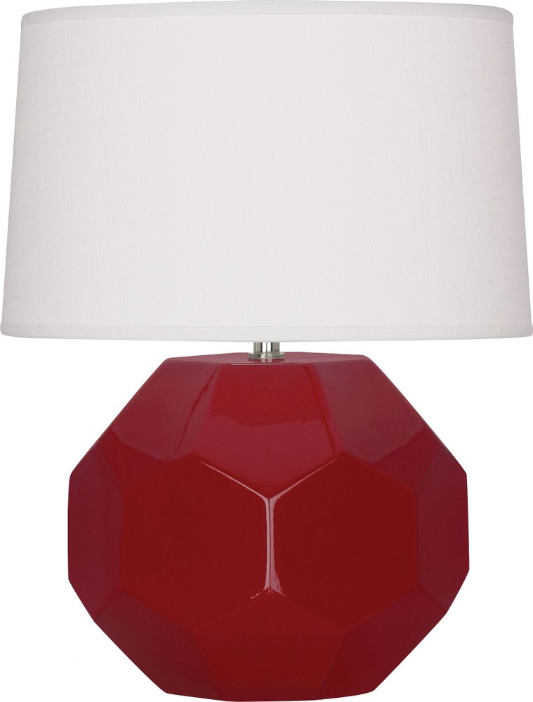 Robert Abbey Lighting-OX01-Franklin-1 Light Table Lamp-12.5 Inches Wide by 23.5 Inches High Oxblood  Amethyst Glazed Finish with Oyster Linen Shade