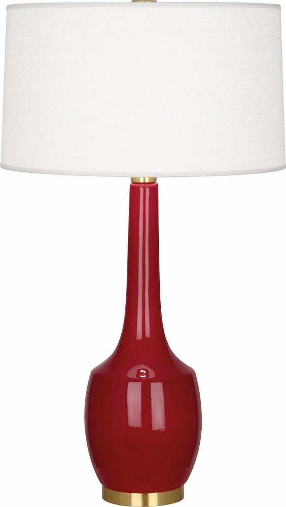 Robert Abbey Lighting-OX701-Delilah 1-Light Table Lamp 8 Inches Wide and 34.3125 Inches Tall Oxblood  Brown Tea Glazed/Antique Brass Finish with Oyster Linen Shade