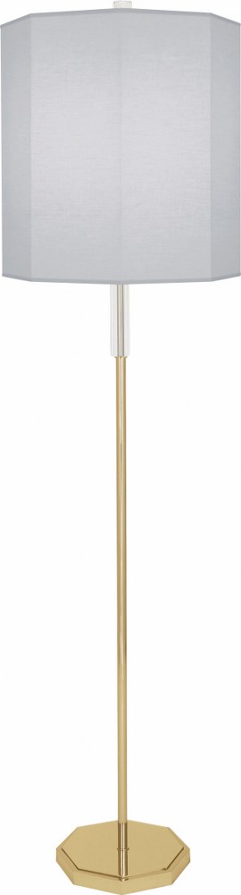 Robert Abbey Lighting-PG06-Kate-1 Light Floor Lamp-16 Inches Wide by 66.25 Inches High Modern Brass Pearl Gray Modern Brass/Crystal Finish with Ascot White Fabric Shade