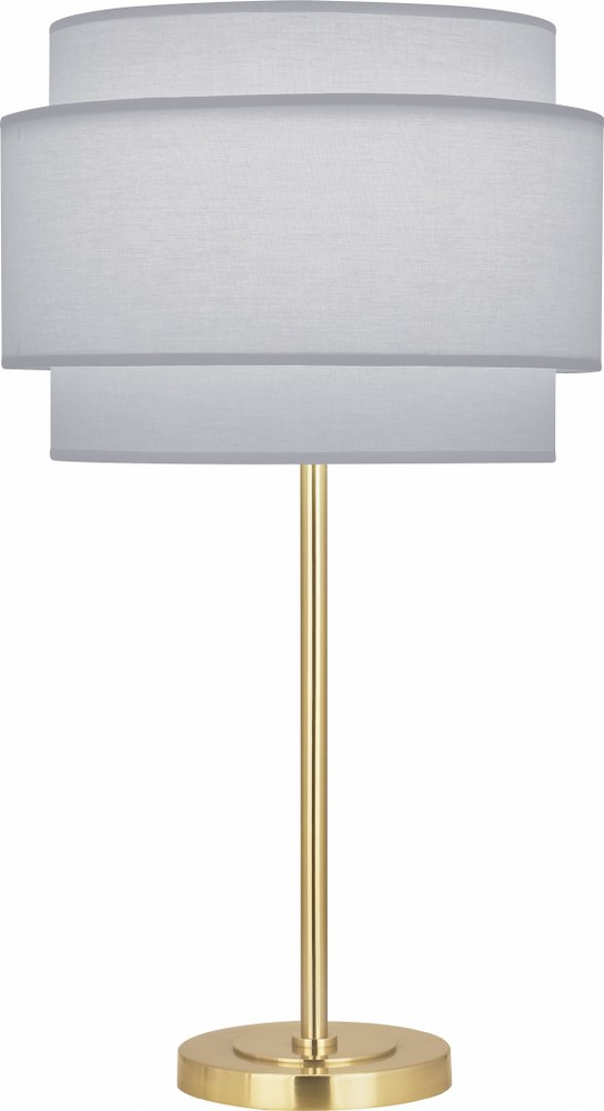 Robert Abbey Lighting-PG130-Decker-1 Light Table Lamp-7.5 Inches Wide by 28.75 Inches High Modern Brass Pearl Gray Modern Brass Finish with Ascot White Fabric Shade