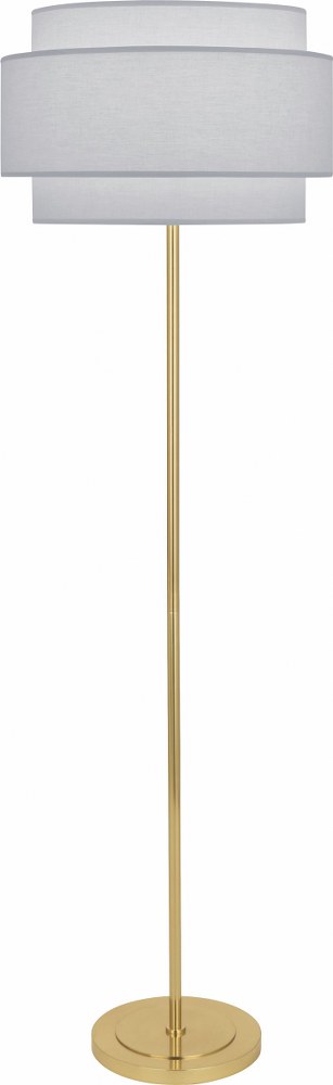 Robert Abbey Lighting-PG132-Decker-1 Light Floor Lamp-10.5 Inches Wide by 62.63 Inches High Modern Brass Pearl Gray Modern Brass Finish