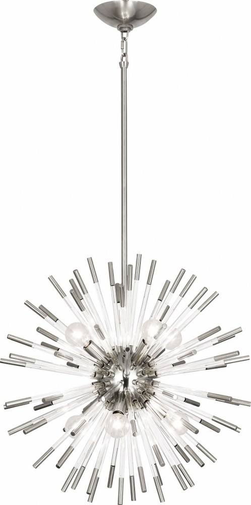 Robert Abbey Lighting-S165-Andromeda - 20 Eight Light Chandelier Polished Nickel Finish with Clear Acrylic Rod Glass