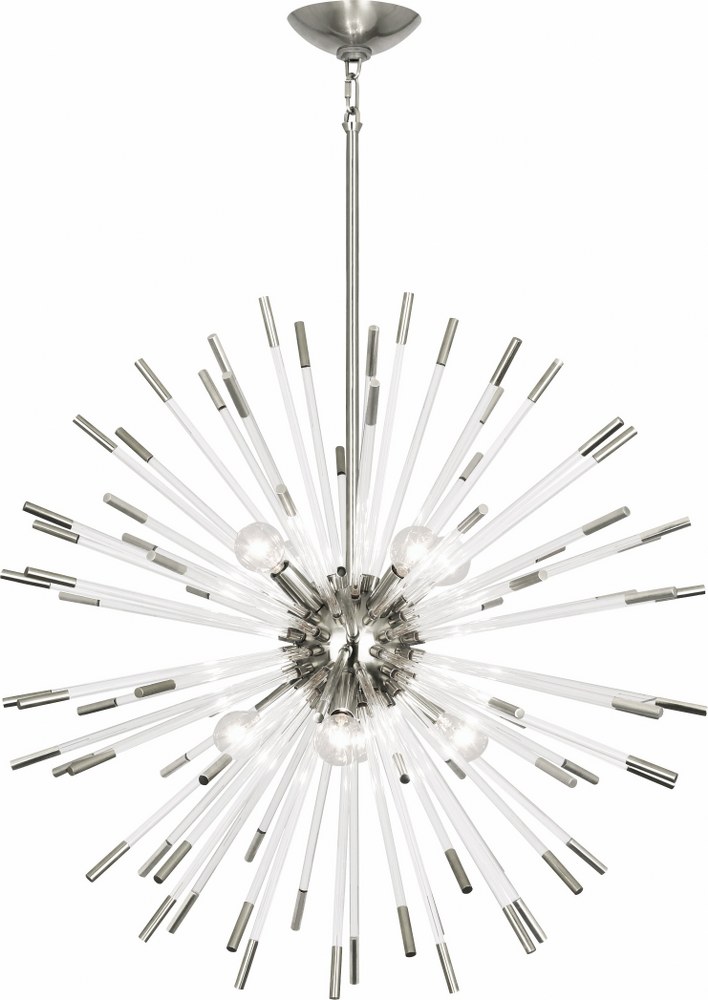 Robert Abbey Lighting-S166-Andromeda-Eight Light Chandelier-28 Inches Wide by 28 Inches High   Polished Nickel Finish with Clear Acrylic Rod Glass