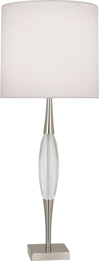 Robert Abbey Lighting-S207-Juno-One Light Table Lamp-5.5 Inches Wide by 36.5 Inches High   Polished Nickel Finish with Clear Glass with Pearl Dupoini Fabric Shade