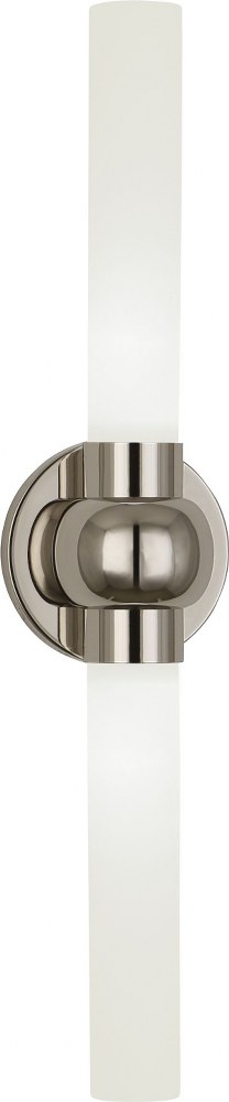Robert Abbey Lighting-S6900-Daphne-20W 2 LED Wall Sconce-3.75 Inches Wide by 23.75 Inches High   Polished Nickel Finish with White Frosted Glass