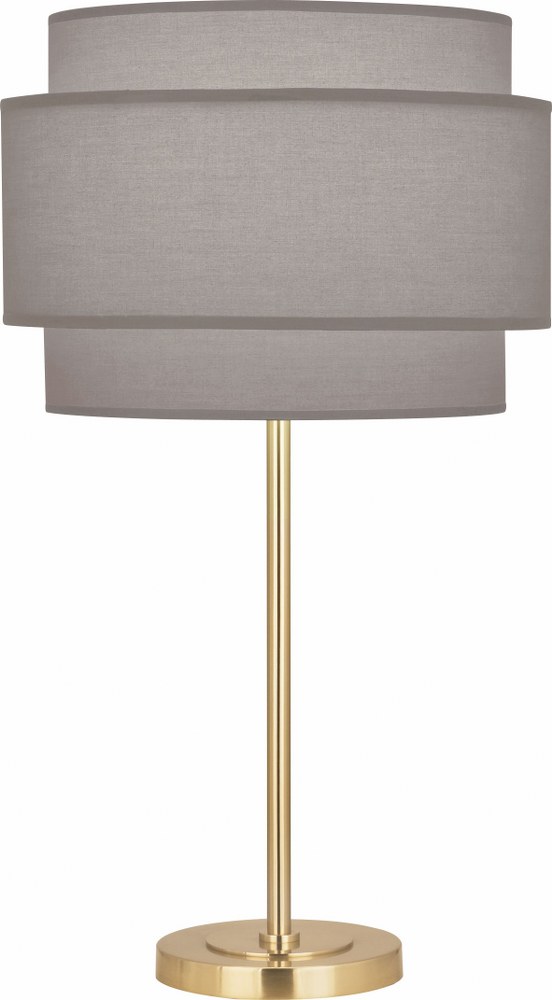 Robert Abbey Lighting-SG130-Decker-1 Light Table Lamp-7.5 Inches Wide by 28.75 Inches High Modern Brass Smoke Gray Modern Brass Finish with Ascot White Fabric Shade