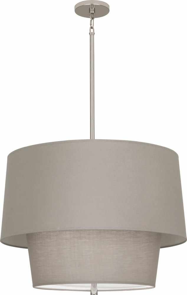Robert Abbey Lighting-SG138-Decker - 24 Inch Three Light Pendant   Polished Nickel Finish with Smoke Gray Fabric Shade
