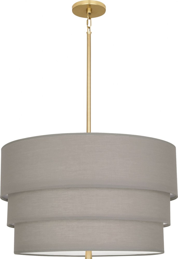 Robert Abbey Lighting-SG141-Decker - 24 Inch Three Light Pendant   Modern Brass Finish with Smoke Gray Fabric Shade