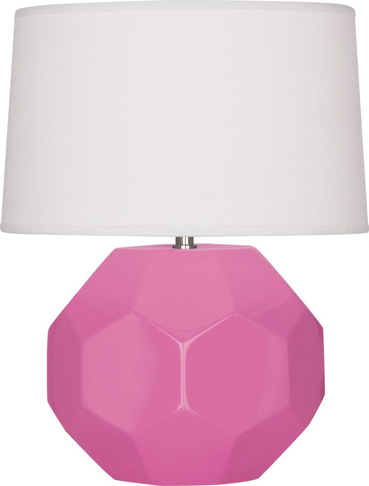 Robert Abbey Lighting-SP01-Franklin-1 Light Table Lamp-12.5 Inches Wide by 23.5 Inches High Schiaparelli Pink  Amethyst Glazed Finish with Oyster Linen Shade