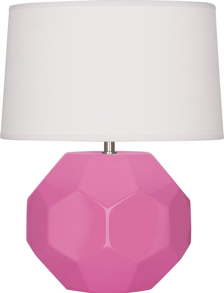 Robert Abbey Lighting-SP02-Franklin-1 Light Accent Lamp-9 Inches Wide by 16.38 Inches High Schiaparelli Pink  Amethyst Glazed Finish with Oyster Linen Shade