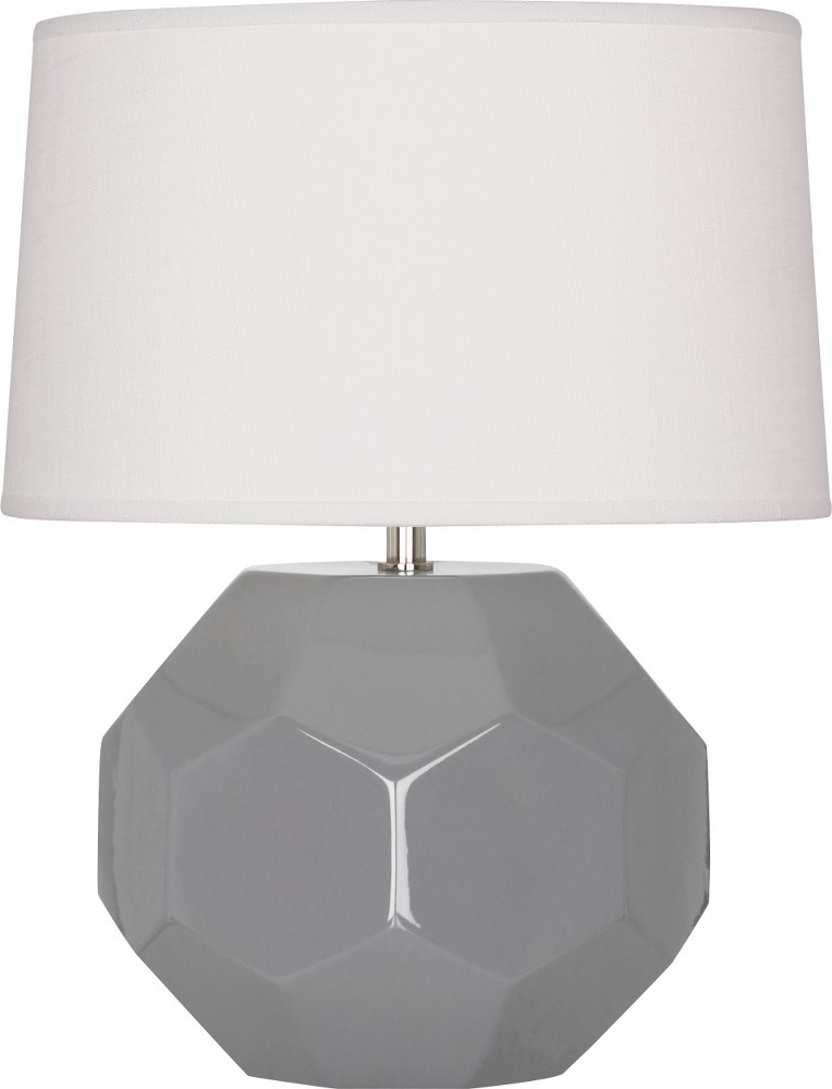 Robert Abbey Lighting-ST01-Franklin-1 Light Table Lamp-12.5 Inches Wide by 23.5 Inches High Smoky Taupe  Amethyst Glazed Finish with Oyster Linen Shade