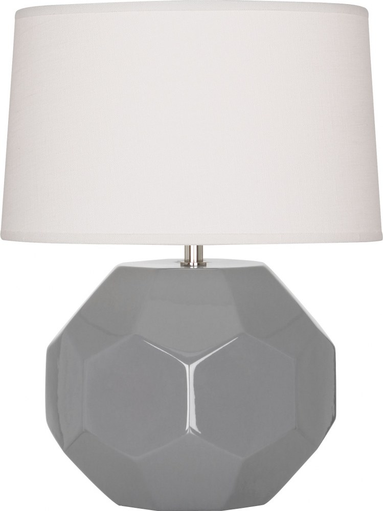 Robert Abbey Lighting-ST02-Franklin-1 Light Accent Lamp-9 Inches Wide by 16.38 Inches High Smoky Taupe  Amethyst Glazed Finish with Oyster Linen Shade