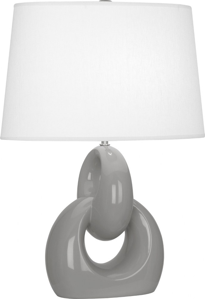 Robert Abbey Lighting-ST981-Fusion 1-Light Table Lamp 11.25 Inches Wide and 27 Inches Tall Smoky Taupe  Brown Tea Glaze/Polished Nickel Finish with Oval Oyster Linen Shade