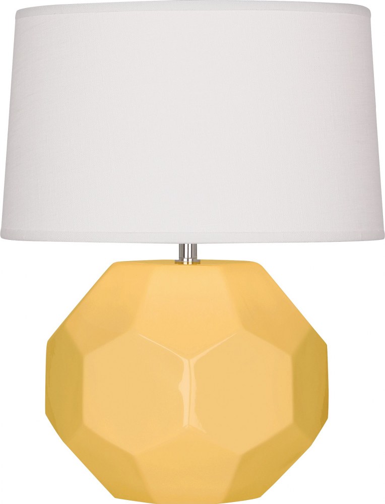 Robert Abbey Lighting-SU01-Franklin-1 Light Table Lamp-12.5 Inches Wide by 23.5 Inches High Sunset Yellow  Amethyst Glazed Finish with Oyster Linen Shade