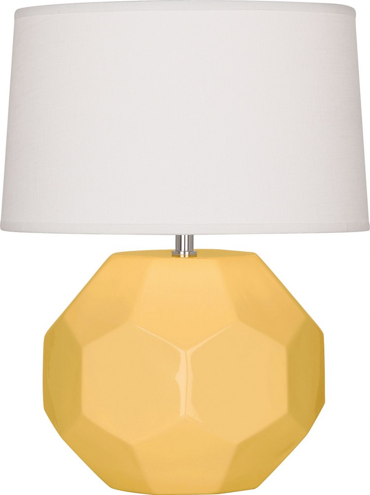 Robert Abbey Lighting-SU02-Franklin-1 Light Accent Lamp-9 Inches Wide by 16.38 Inches High Sunset Yellow  Amethyst Glazed Finish with Oyster Linen Shade