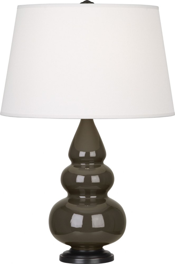 Robert Abbey Lighting-TE31X-Small Triple Gourd-One Light Table Lamp-24.38 Inches High   Brown Tea Glazed/Lucite Finish with Pearl Dupoini Fabric Shade