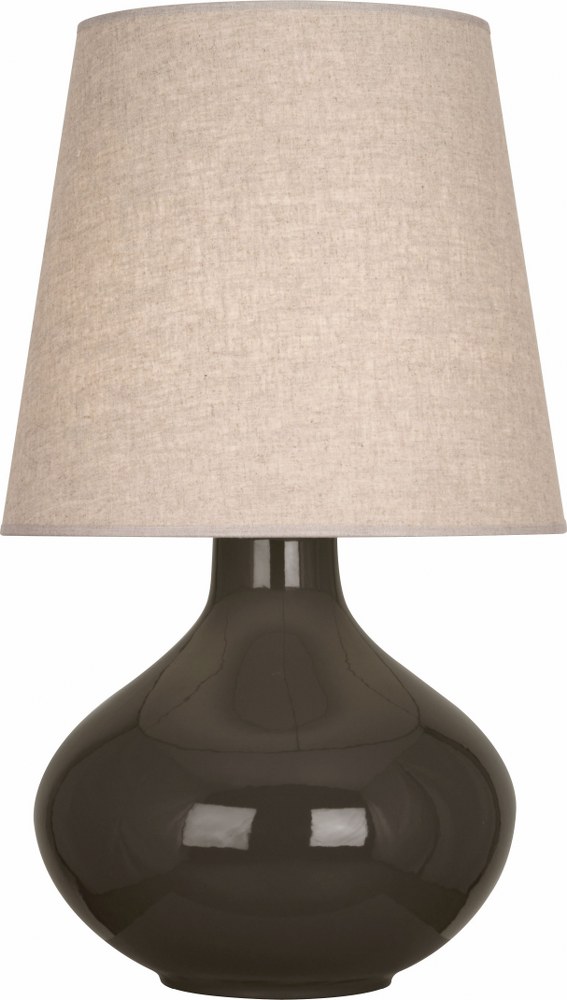 Robert Abbey Lighting-TE991-June-One Light Table Lamp-15.75 Inches Wide by 30.75 Inches High   Brown Tea Glazed Finish with Buff Linen Shade