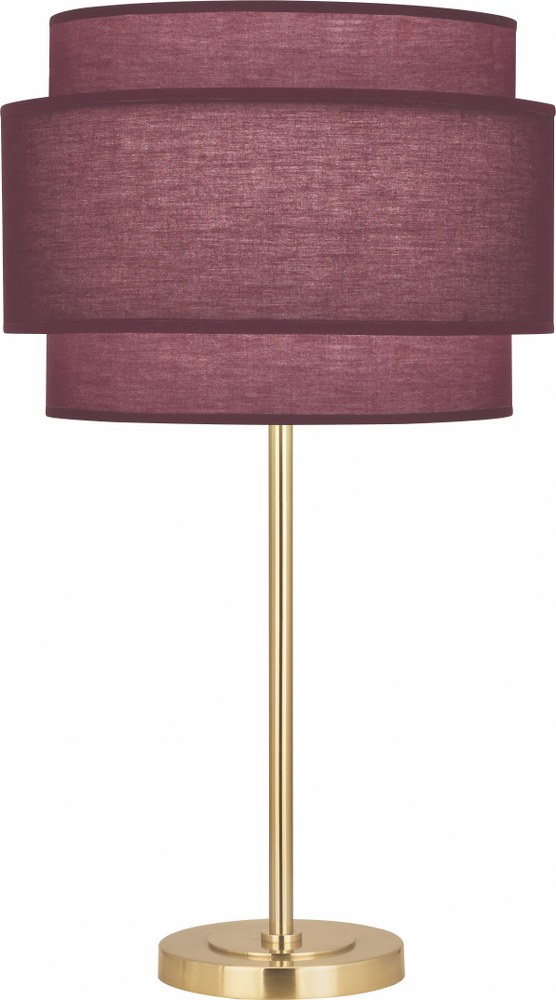 Robert Abbey Lighting-VW130-Decker-1 Light Table Lamp-7.5 Inches Wide by 28.75 Inches High Modern Brass Vintage Wine Modern Brass Finish with Ascot White Fabric Shade