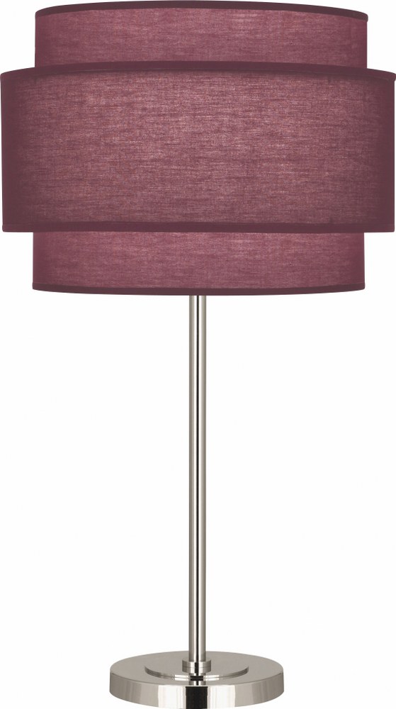 Robert Abbey Lighting-VW131-Decker-1 Light Table Lamp-7.5 Inches Wide by 28.75 Inches High Polished Nickel Vintage Wine Modern Brass Finish with Ascot White Fabric Shade