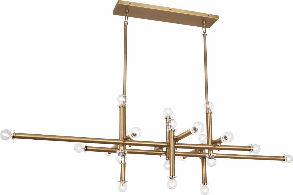 Robert Abbey Lighting-WB905-Jonathan Adler Milano-22 Light Chandelier-64.25 Inches Wide by 18 Inches High Warm Brass  Polished Brass Finish