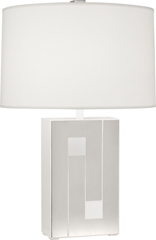 Robert Abbey Lighting-WH579-Blox-One Light Table Lamp-8.63 Inches Wide by 28.25 Inches High   White Enamel/Polished Nickel Finish
