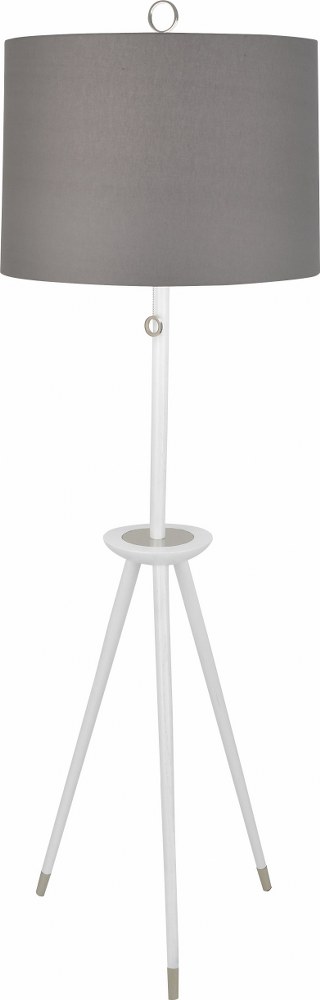 Robert Abbey Lighting-WH671-Jonathan Adler Ventana-1 Light Floor Lamp-15 Inches Wide by 68.75 Inches High   White Wood/Polished Nickel Finish with Dark Gray Cotton Shade
