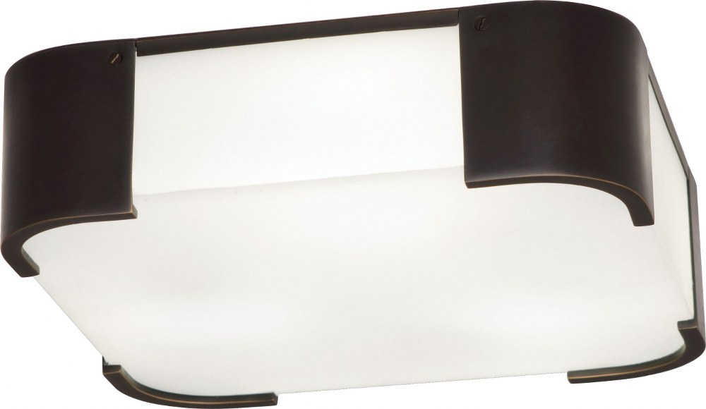 Robert Abbey Lighting-Z1319-Bryce-Three Light Flush Mount-14 Inches Wide by 4 Inches High   Deep Patina Bronze Finish with Frosted White Glass