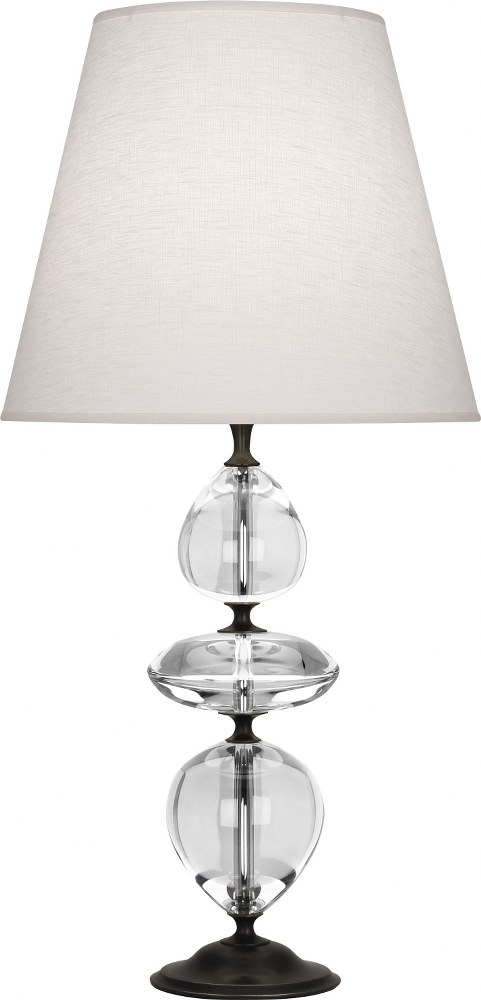 Robert Abbey Lighting-Z260-Williamsburg Orlando-One Light Table Lamp-15 Inches Wide by 30.38 Inches High   Deep Patina Bronze Finish with Shannon Oyster Linen Shade with Clear Crystal