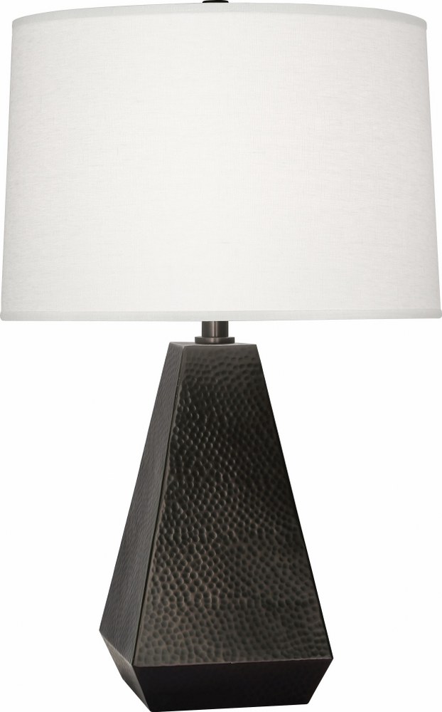 Robert Abbey Lighting-Z9872-Dal 1-Light Table Lamp 7.25 Inches Wide and 25.625 Inches Tall Deep Patina Bronze  Modern Brass Finish with Oyster Linen Shade