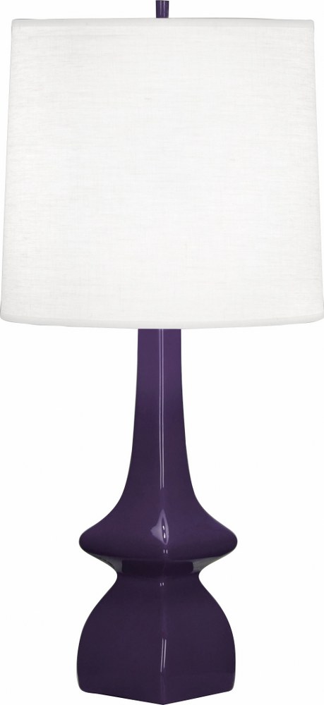 Robert Abbey Lighting-AM210-Jasmine 1-Light Table Lamp 5.375 Inches Wide and 31 Inches Tall Amethyst  Melon Glazed Finish with Oyster Linen Shade