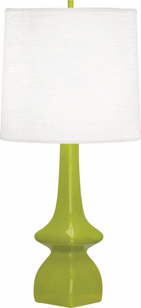 Robert Abbey Lighting-AP210-Jasmine 1-Light Table Lamp 5.375 Inches Wide and 31 Inches Tall Apple  Melon Glazed Finish with Oyster Linen Shade