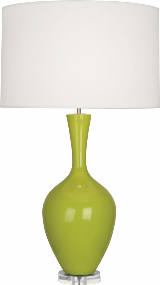 Robert Abbey Lighting-AP980-Audrey 1-Light Table Lamp 8.5 Inches Wide and 33.5 Inches Tall Apple  Brown Tea Glazed/Lucite Finish with Fondine Fabric Shade