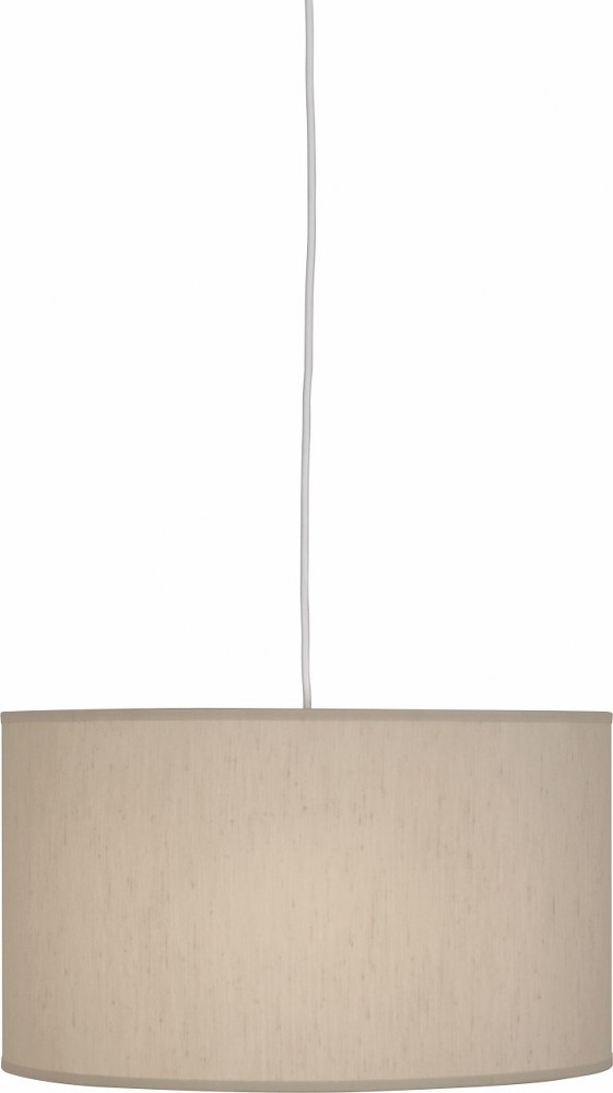 Robert Abbey Lighting-B168-Elena - One Light Medium Pendant   White Finish with Taupe Dupoini Fabric Shade