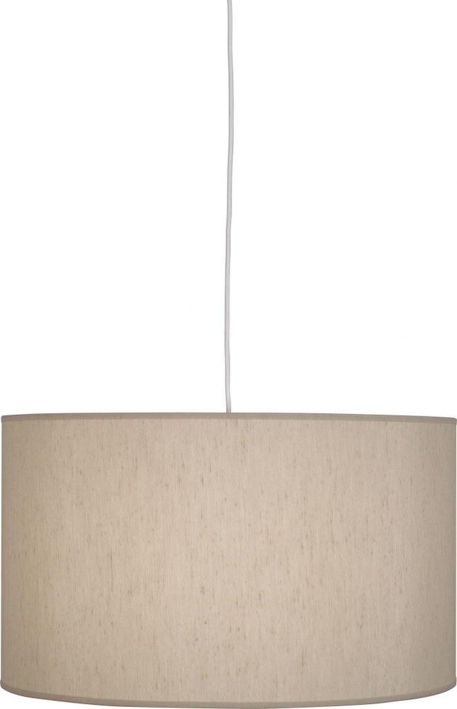 Robert Abbey Lighting-B169-Elena - One Light Large Pendant   White Finish with Taupe Dupoini Fabric Shade