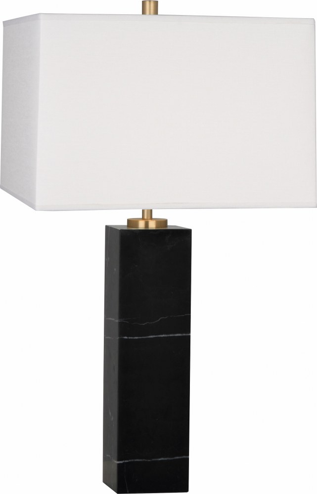 Robert Abbey Lighting-B796-Jonathan Adler Canaan 1-Light Table Lamp 4.5 Inches Wide and 30 Inches Tall Antique Brass/Black White Carrara Marble/Antique Brass Finish with Frosted Glass with Square Oyst