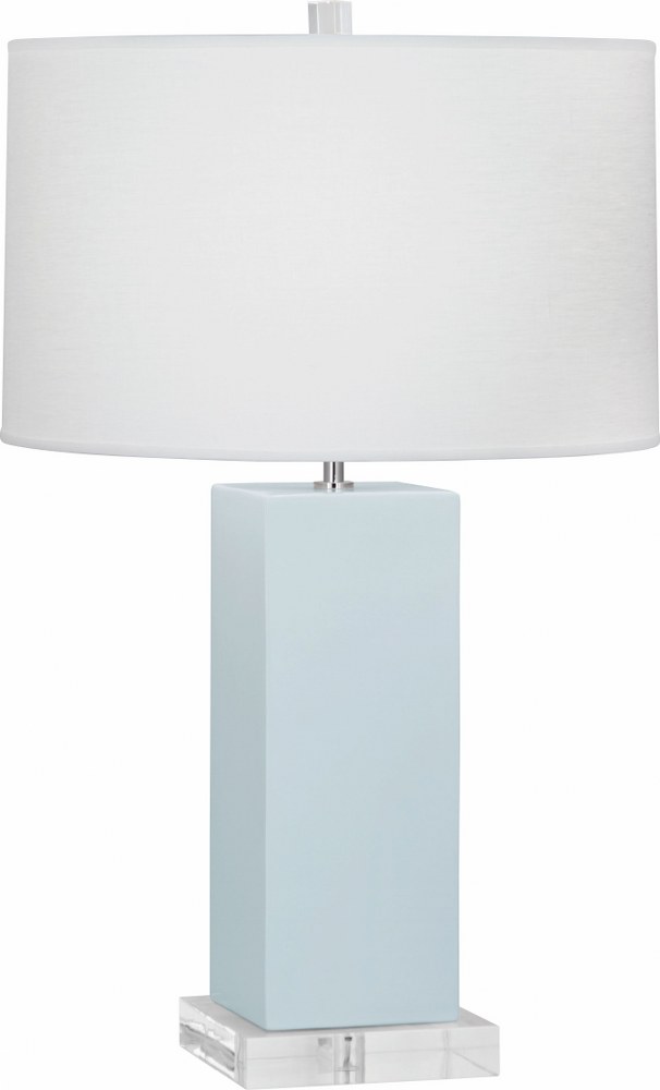 Robert Abbey Lighting-BB995-Harvey-One Light Table Lamp-20 Inches Wide by 33 Inches High   Baby Blue Glazed/Lucite Finish with Oyster Linen Shade