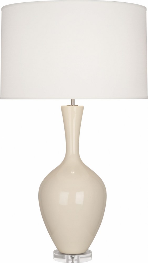 Robert Abbey Lighting-BN980-Audrey 1-Light Table Lamp 8.5 Inches Wide and 33.5 Inches Tall Bone  Brown Tea Glazed/Lucite Finish with Fondine Fabric Shade