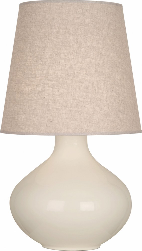 Robert Abbey Lighting-BN991-June-One Light Table Lamp-18 Inches Wide by 30.75 Inches High   Bone Glazed/Lucite Finish with Buff Linen Shade