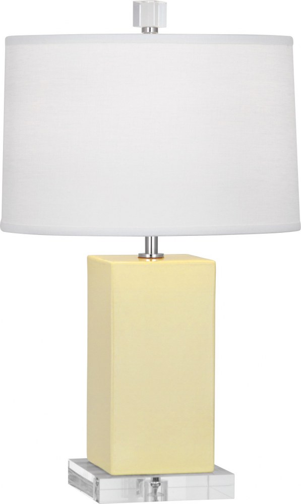 Robert Abbey Lighting-BT990-Harvey-One Light Table Lamp-11.5 Inches Wide by 19.25 Inches High   Butter Glazed/Lucite Finish with Oyster Linen Shade