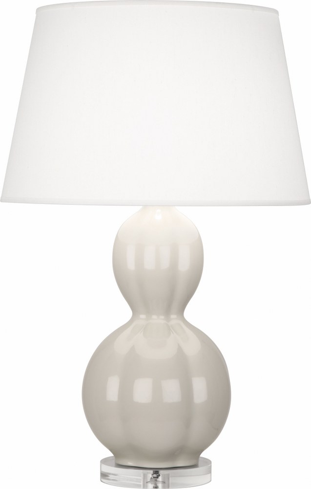 Robert Abbey Lighting-BW997-Williamsburg Randolph 1-Light Table Lamp 10.25 Inches Wide and 30.625 Inches Tall Soft Gray  Parrot Green Glazed/Lucite/Polished Nickel Finish with Pearl Dupoini Fabric Sha