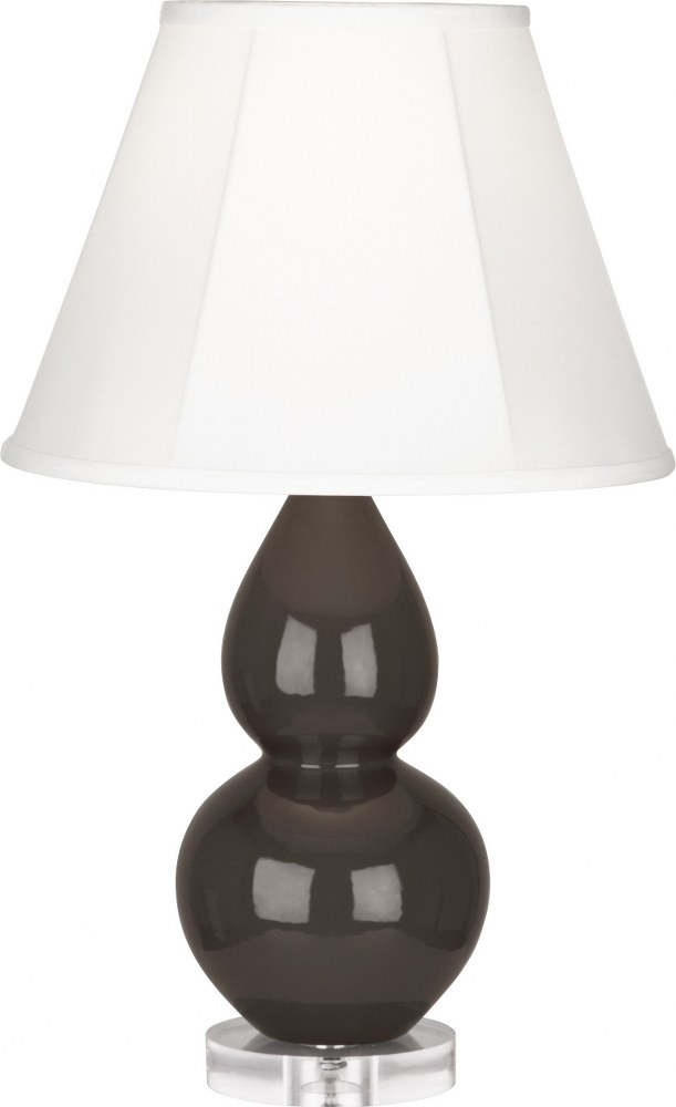 Robert Abbey Lighting-CF13-Double Gourd-One Light Small Accent Lamp-13 Inches Wide by 22 Inches High   Coffee Glazed Ceramic/Lucite Base Finish with Ivory Stretched Fabric Shade