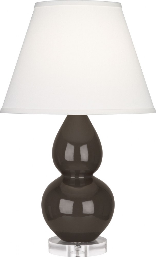Robert Abbey Lighting-CF13X-Double Gourd-One Light Small Accent Lamp-13 Inches Wide by 22 Inches High   Coffee Glazed Ceramic/Lucite Base Finish with Pearl Dupioni Fabric Shade