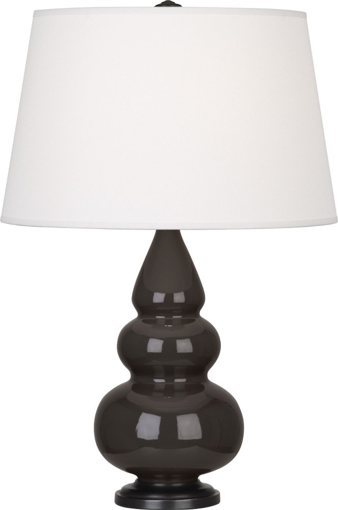 Robert Abbey Lighting-CF31X-Triple Gourd-One Light Small Accent Lamp-16 Inches Wide by 24.38 Inches High   Coffee Glazed Ceramic/Deep Patina Bronze Finish with Pearl Dupioni Fabric Shade