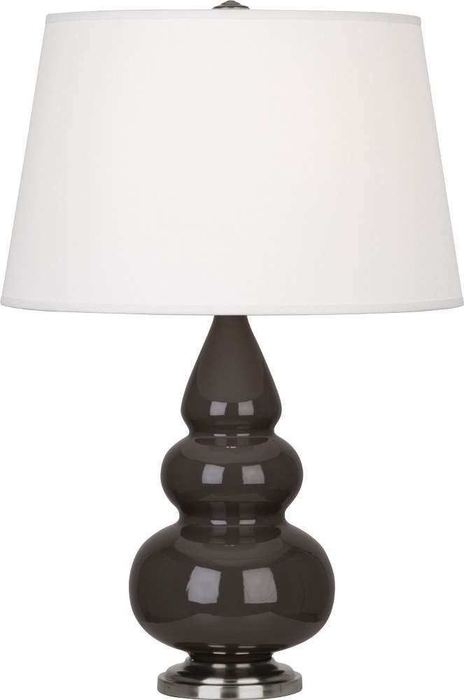 Robert Abbey Lighting-CF32X-Triple Gourd-One Light Small Accent Lamp-16 Inches Wide by 24.38 Inches High   Coffee Glazed Ceramic/Antique Silver Finish with Pearl Dupioni Fabric Shade