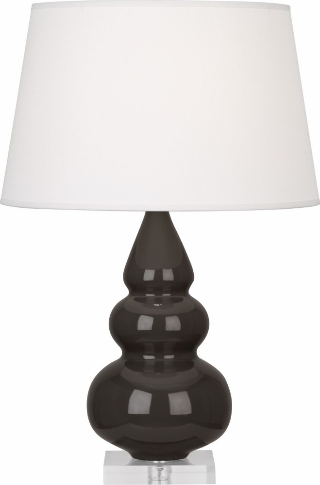 Robert Abbey Lighting-CF33X-Triple Gourd-One Light Small Accent Lamp-16 Inches Wide by 24 Inches High   Coffee Glazed Ceramic/Lucite Base Finish with Pearl Dupioni Fabric Shade