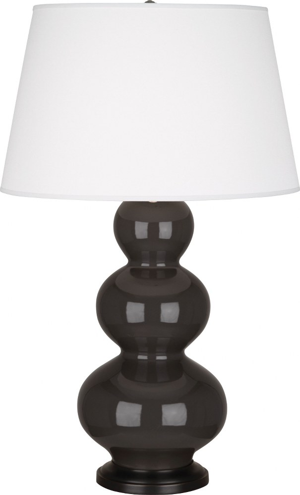 Robert Abbey Lighting-CF41X-Triple Gourd-One Light Large Accent Lamp-20 Inches Wide by 32.75 Inches High   Coffee Glazed Ceramic/Deep Patina Bronze Finish with Pearl Dupioni Fabric Shade