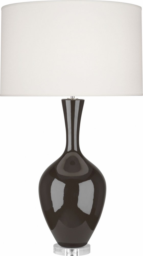 Robert Abbey Lighting-CF980-Audrey 1-Light Table Lamp 8.5 Inches Wide and 33.5 Inches Tall Coffee  Brown Tea Glazed/Lucite Finish with Fondine Fabric Shade